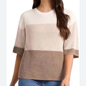 Matty M Women's Elbow Sleeve Colorblock Sweater Size 2XL round neck knit